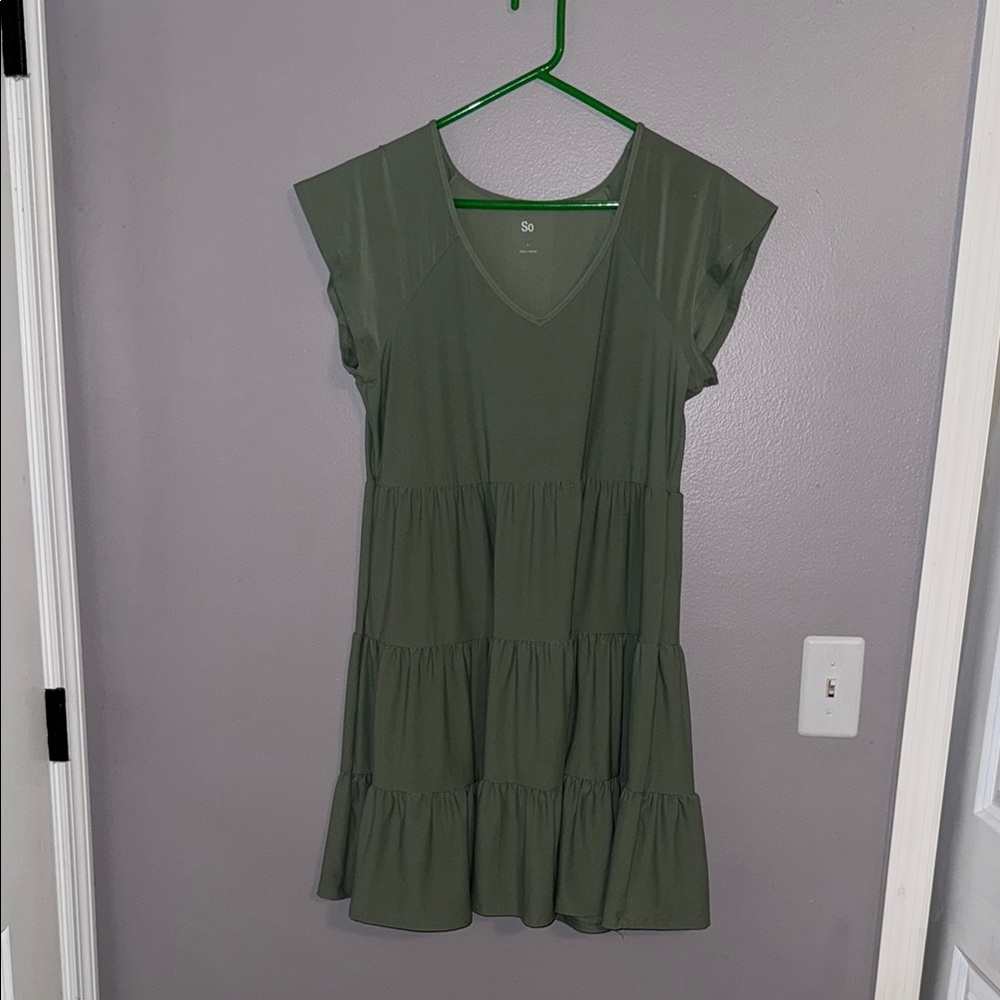 SO Green Flutter Sleeve Mini Sundress